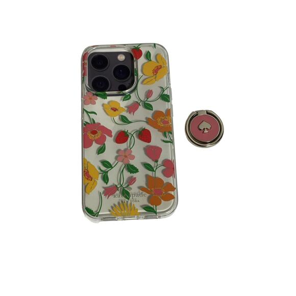 Kate Spade Strawberry Garden Stability Ring And Case iPhone 15 Pro - Picture 7 of 9